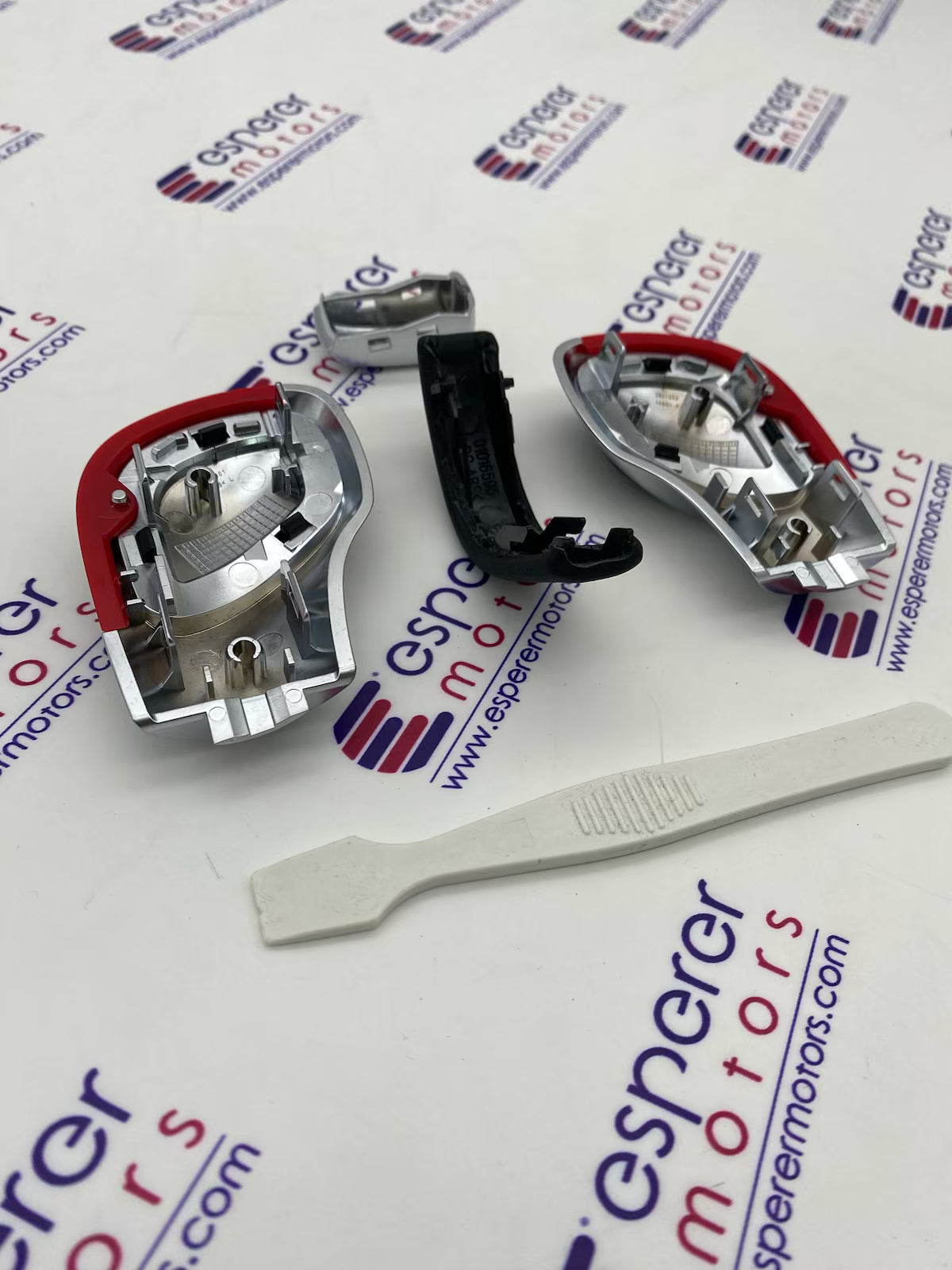 DSG Gear knob with leather sides , aluminum body & red middle piece