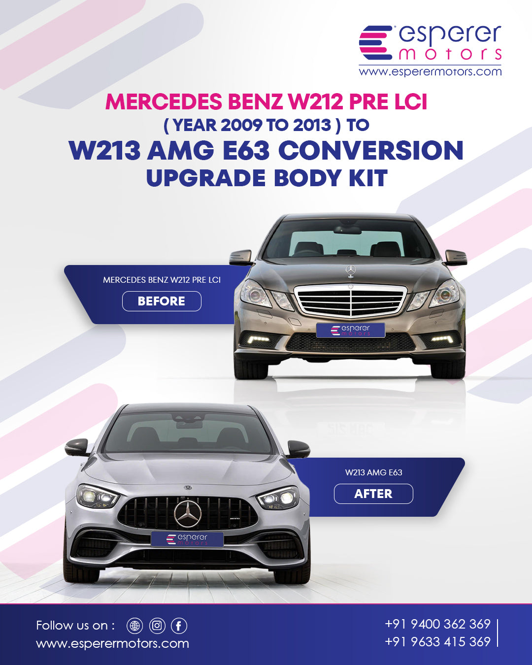 MERCEDES BENZ W212 PRE LCI  TO W213 AMG E63 CONVERSION BODY KIT